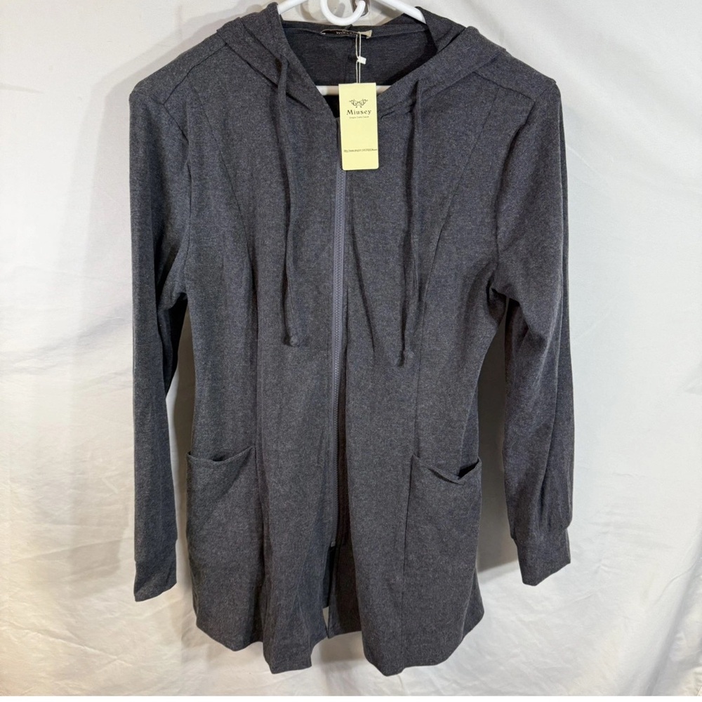 Miusey Women's  2XL gray full zip long sleeve hoodie jacket New w Tags